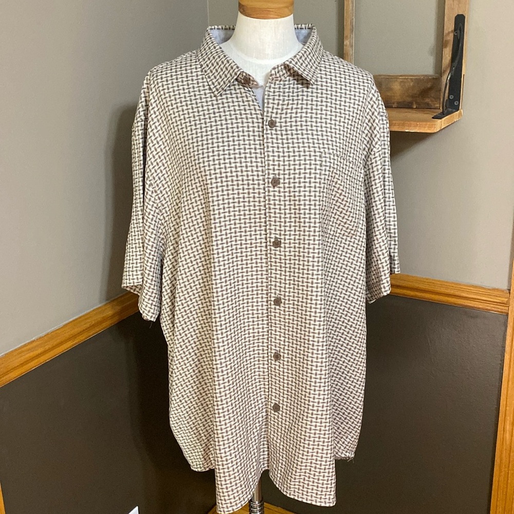 Tommy Bahama Beige and Brown Casual Button Down Shirt